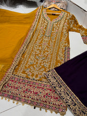 MEHNDI Style Pakistani designer Plazzo suit coming In 5 lovely colours
