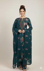4 Colours FM-188 EID 26 Pakistani Floral Stunning Salwar Kameez Embroidered with a satin Scarf for Festive Wear Womenswear