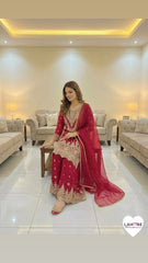 6 Colours BEKHUD Plazzo Kameez chiffon embroidered Pakistani design S-XI suits