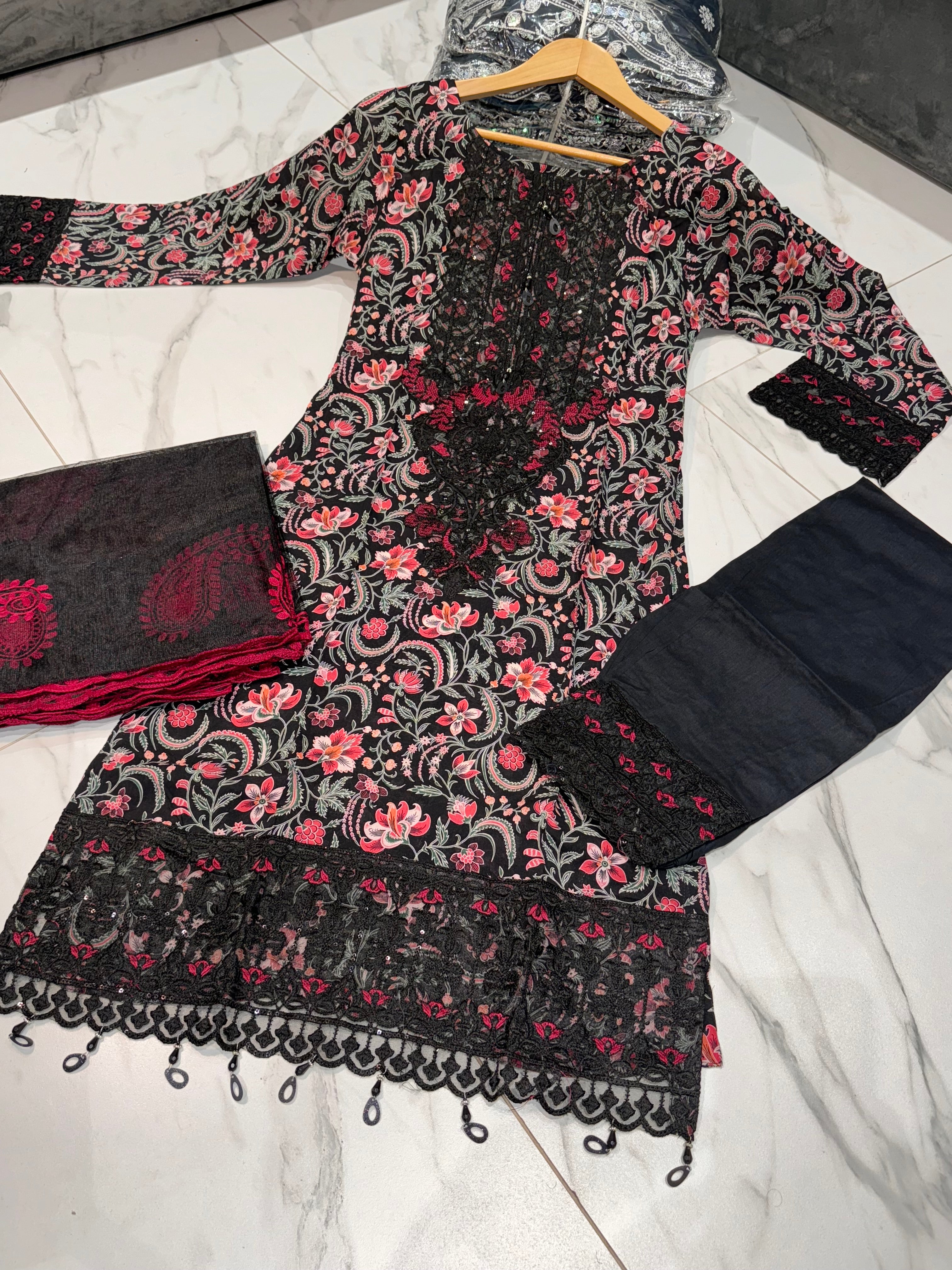 GULNAZ linen casual Salwar kameez suit 3 piece Pakistani design fancy embroidered duppatta S-Xl