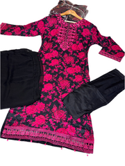 AFRA (Red & Black) Linen Embroidered Printed Casual Dress | New Collection | Rangz design S-XXL