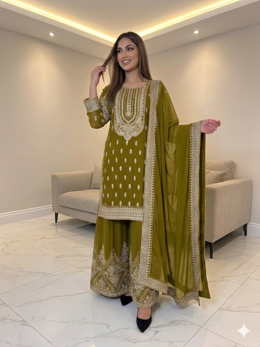 4 Colours JANNAT Plazzo Kameez chiffon embroidered Pakistani design S-XI suits