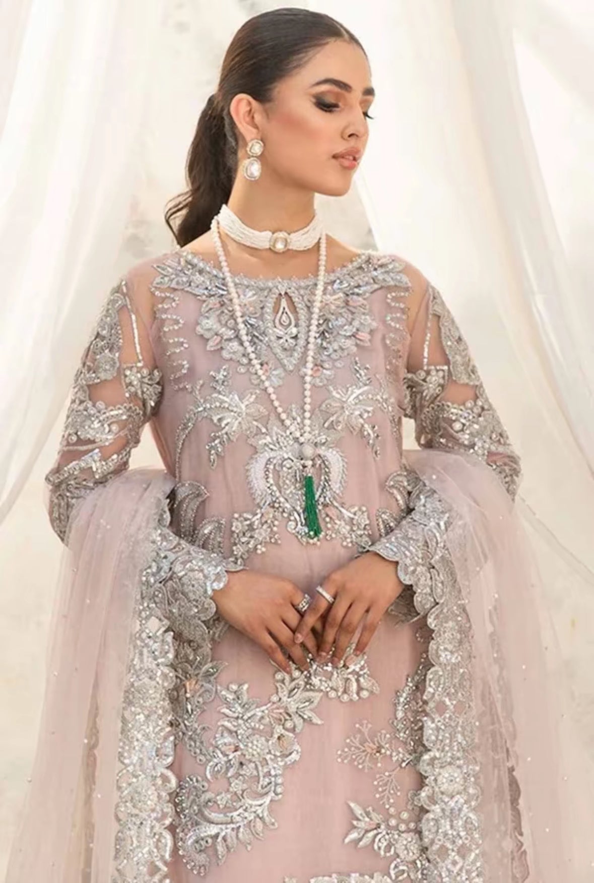 Romantic Lilly Fancy salwar Kameez design embellished Pakistani 3 piece suit
S-L
