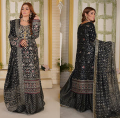 Wedding Edition 26 SAJNI 3325 - Black - 2026 Wedding edition Heavy chiffon embroidered Pakistani designer Palazzo kameez suit S-XI suits