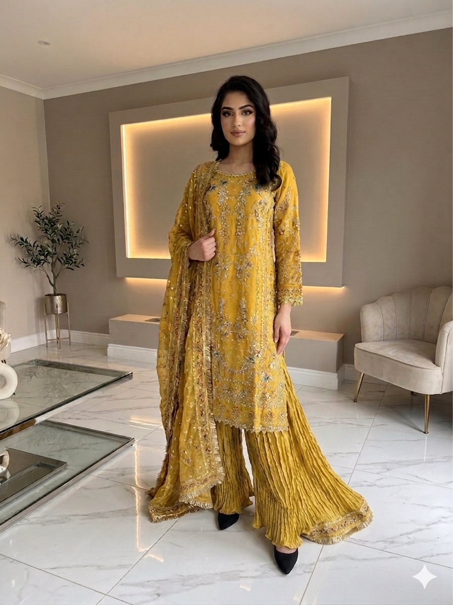 Wedding Edition 26 SAJNI - HEER - 3 Colours 2026 Wedding edition Heavy chiffon embroidered Pakistani designer Sharara suit S-XI suits (3394)