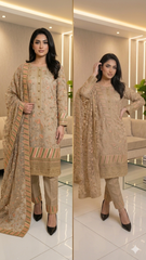 Wedding Edition 26 SAJNI 3588 - BEIGE - 2026 Wedding edition Heavy chiffon embroidered Pakistani designer Salwar Kameez suit S-XI suits